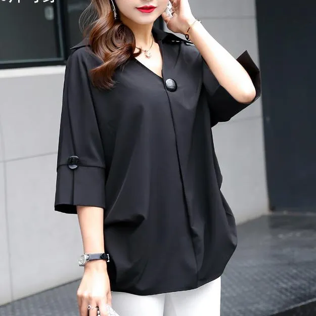BerryBetty - New Women's t-shirts Overweight Plus Size Women Clothing Summer Style Chiffon Shirt Top Tee Woman Tees Tops Oversize Women's t-shirt