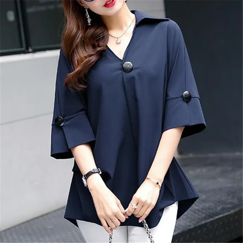 BerryBetty - New Women's t-shirts Overweight Plus Size Women Clothing Summer Style Chiffon Shirt Top Tee Woman Tees Tops Oversize Women's t-shirt