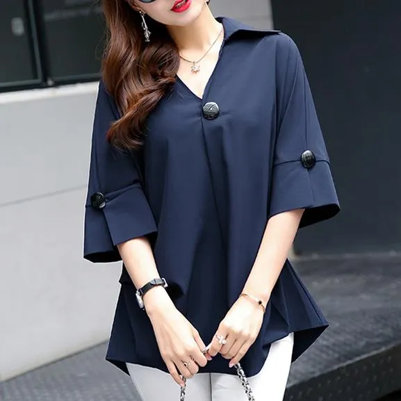 BerryBetty - New Women's t-shirts Overweight Plus Size Women Clothing Summer Style Chiffon Shirt Top Tee Woman Tees Tops Oversize Women's t-shirt