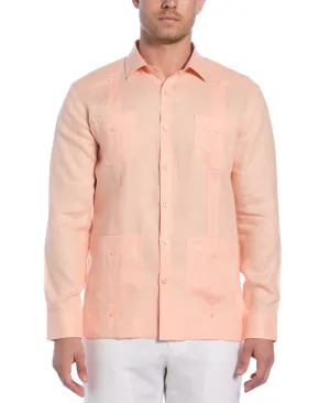 Big & Tall 100% Linen Classic Guayabera Shirt - Long Sleeve