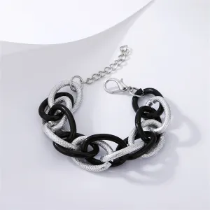 Black Acrylic & Silver-Plated Interlocking Chain Bracelet