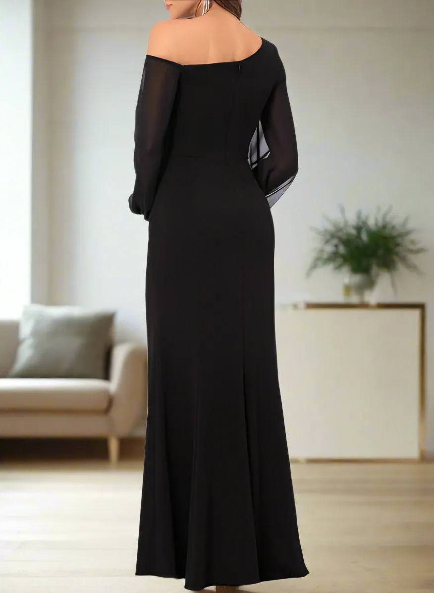 Black One Shoulder Mermaid Chiffon Mother of The Bride Dresses
