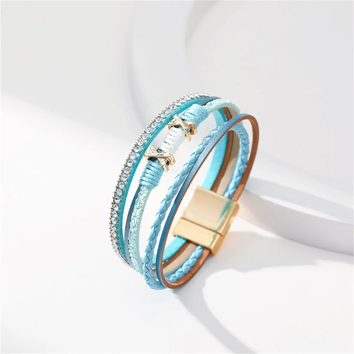 Blue & Cubic Zirconia Multistrand Cuff