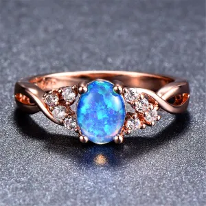 Blue Opal & 18K Rose Gold-Plated Twist Ring