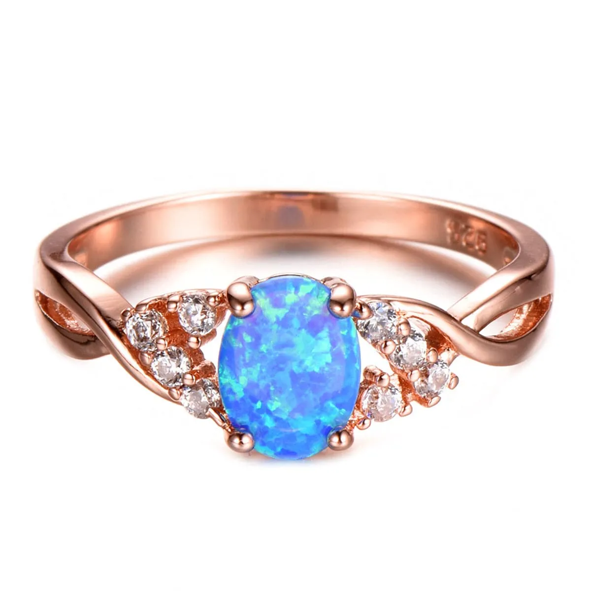 Blue Opal & 18K Rose Gold-Plated Twist Ring