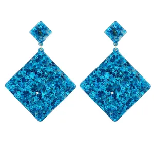 Blue Resin & 18K Gold-Plated Star Rhombus Earrings