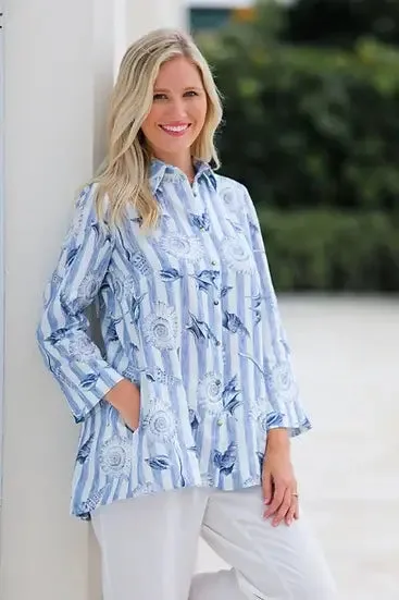 Blue Shell Linen Tunic