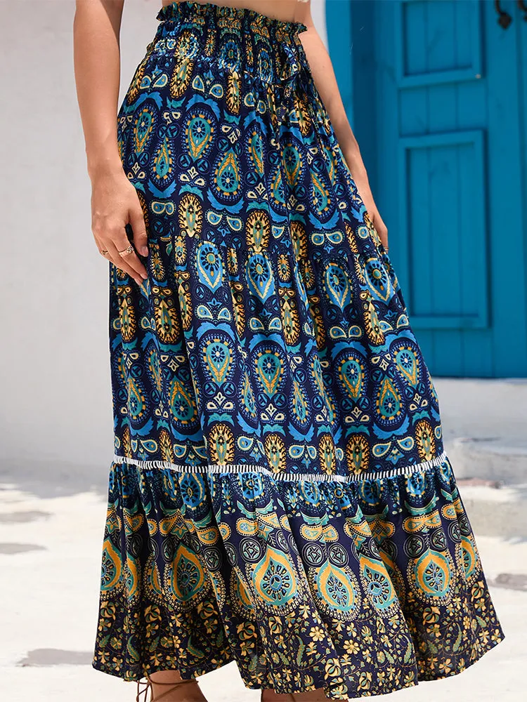 Bohemian Printed Pattern Patchwork Skirt