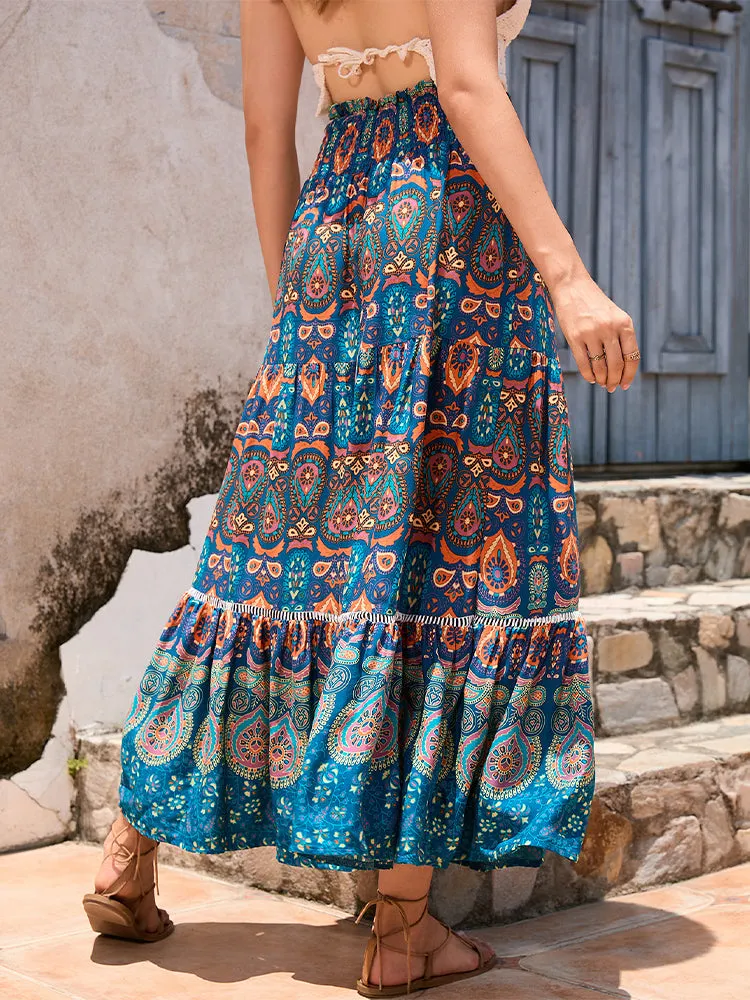Bohemian Printed Pattern Patchwork Skirt