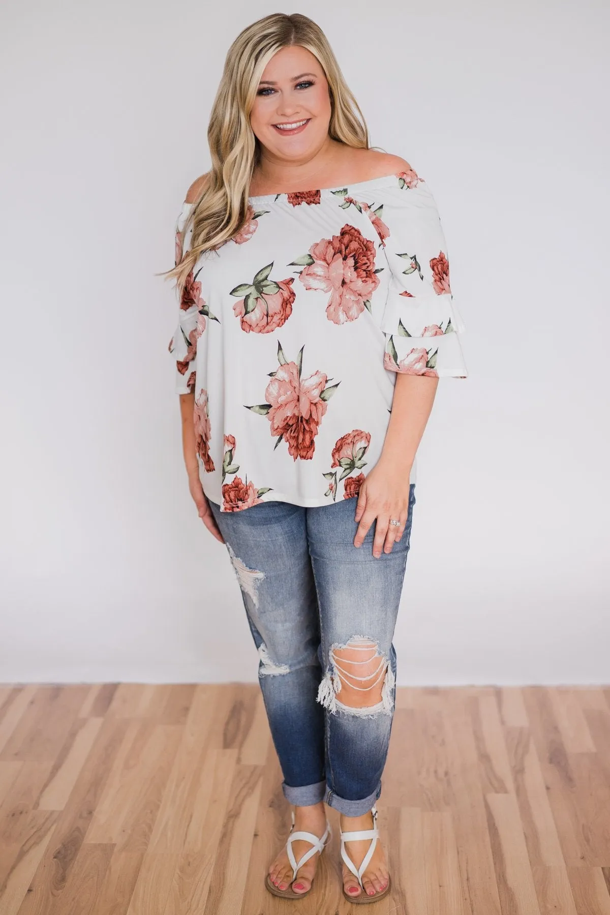 Bring on the Floral Off the Shoulder Top- Ivory