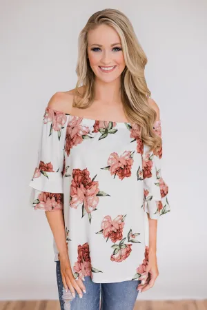 Bring on the Floral Off the Shoulder Top- Ivory