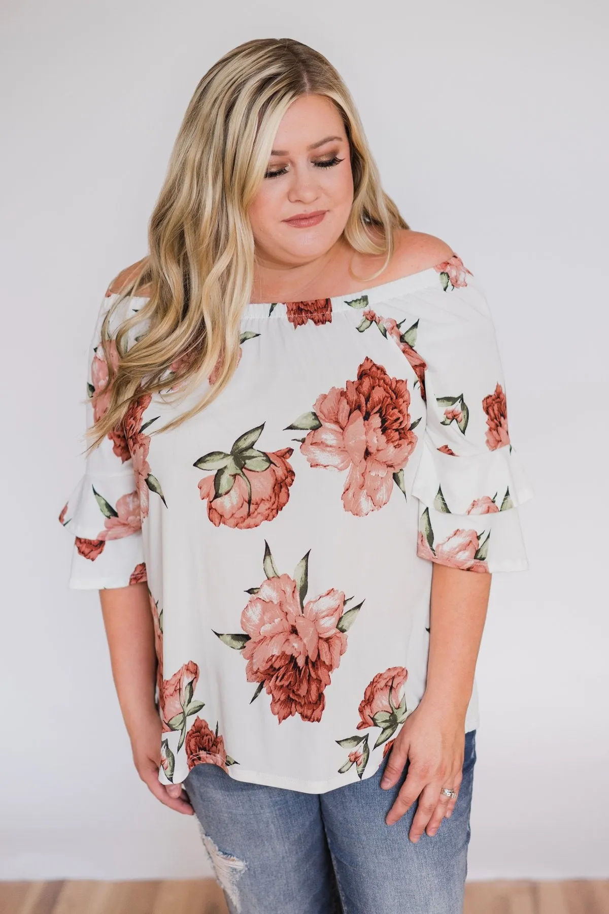 Bring on the Floral Off the Shoulder Top- Ivory