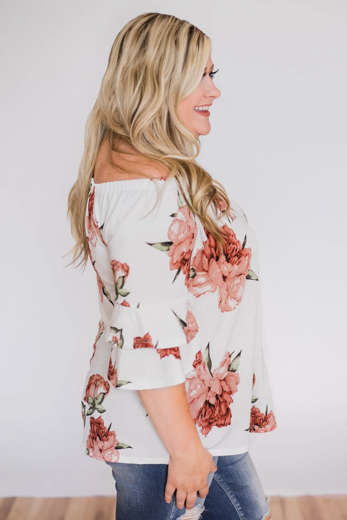Bring on the Floral Off the Shoulder Top- Ivory