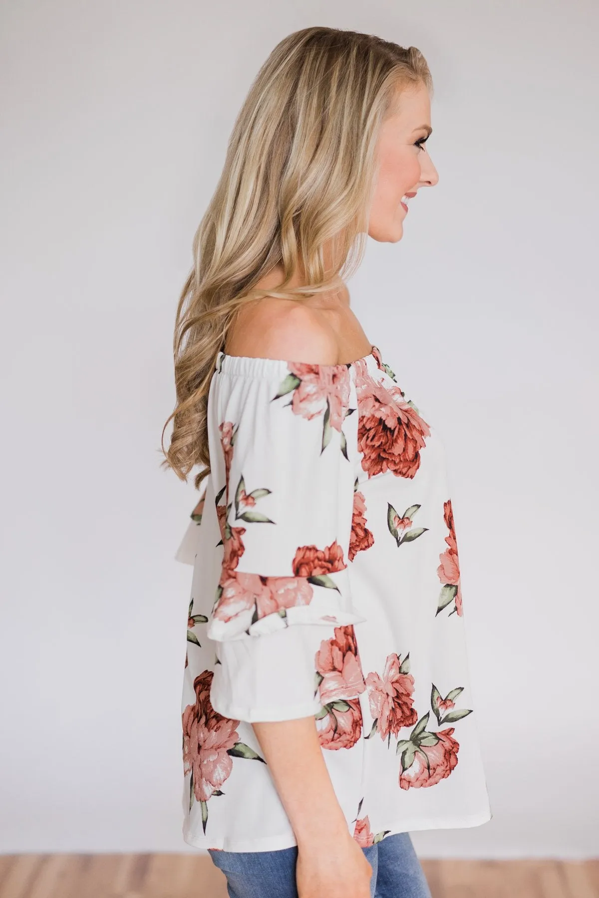 Bring on the Floral Off the Shoulder Top- Ivory