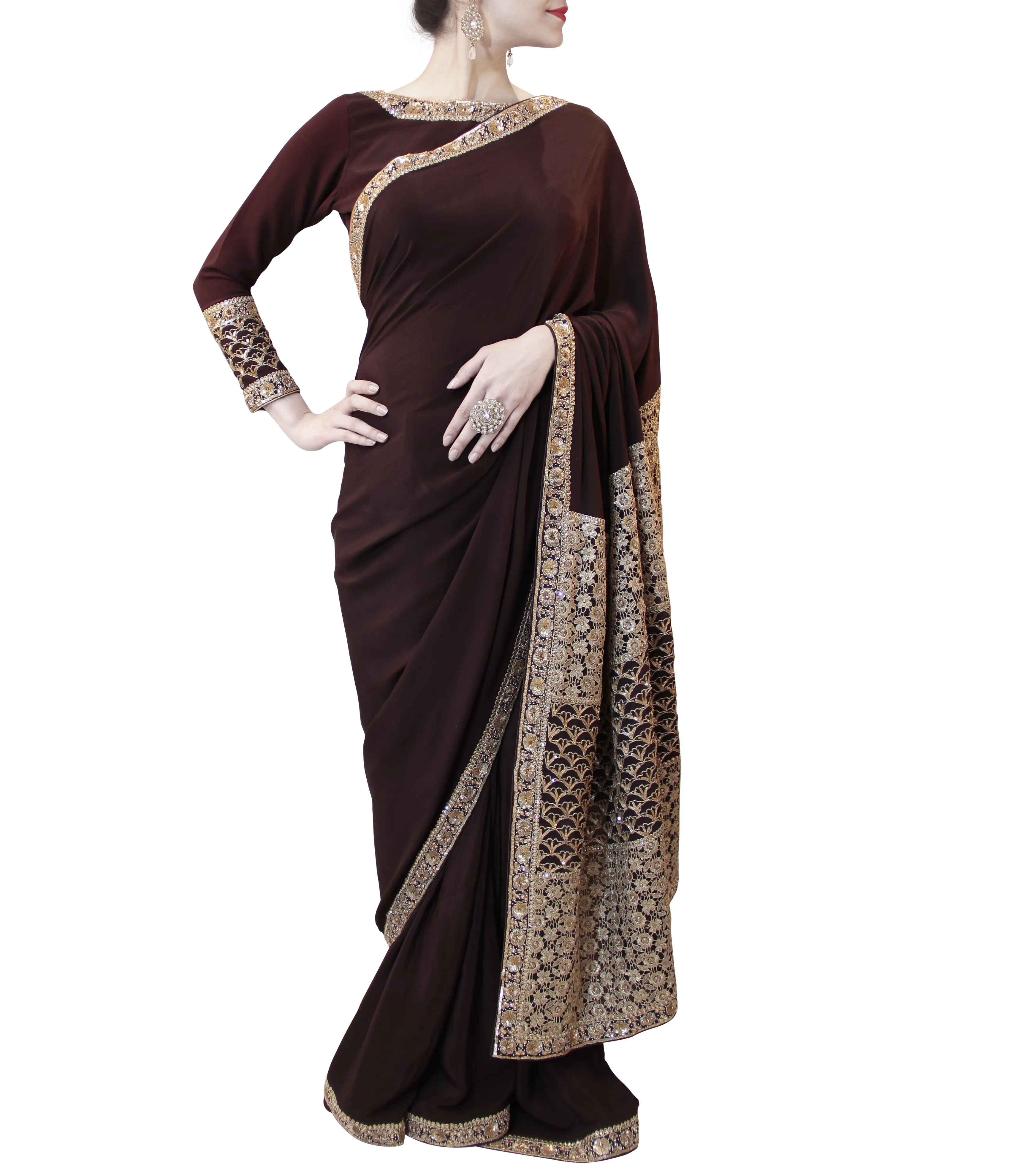 BROWN SAREE