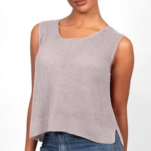 Button Back Sleeveless Top - Linen