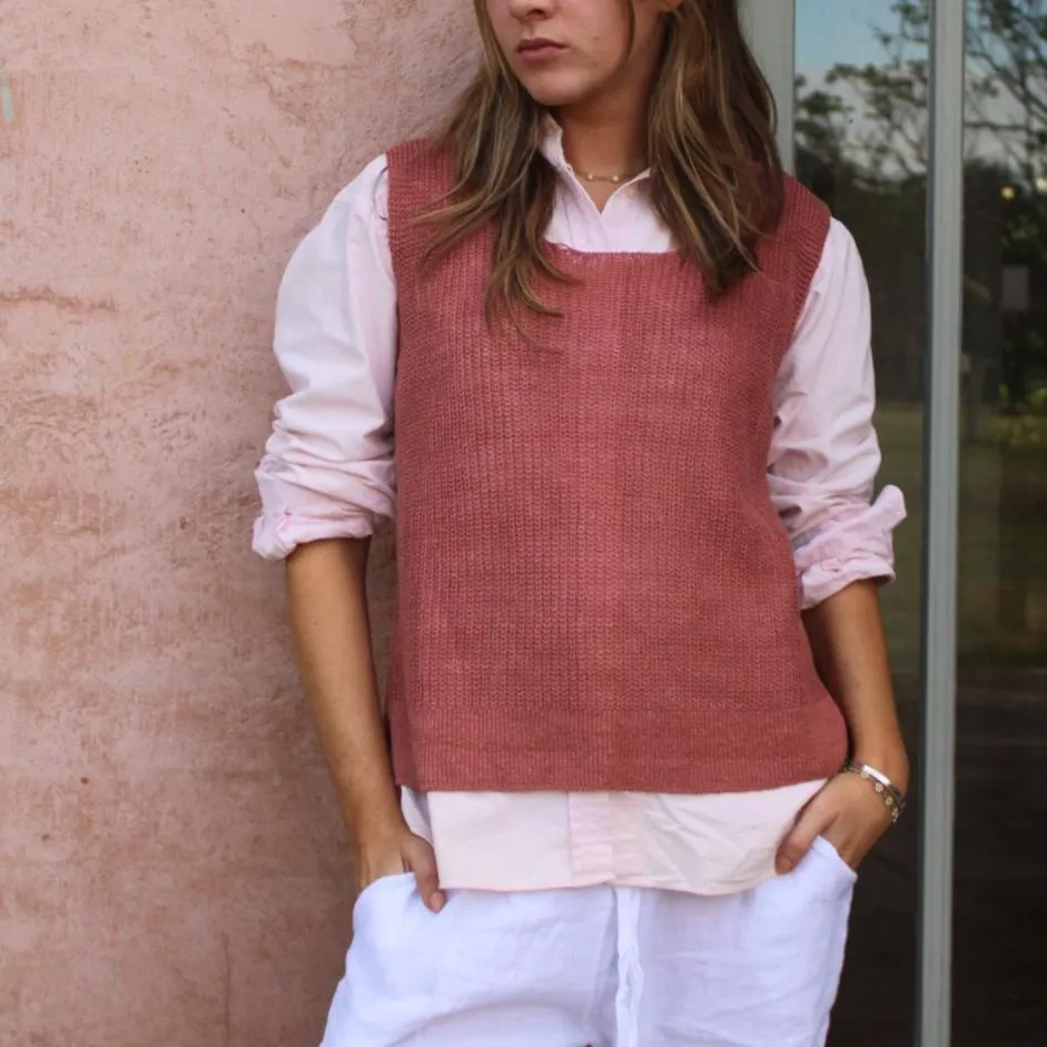 Button Back Sleeveless Top - Terracotta