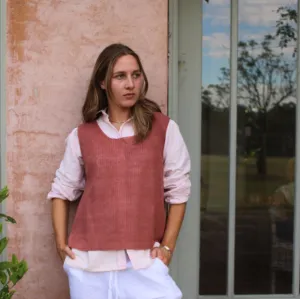 Button Back Sleeveless Top - Terracotta