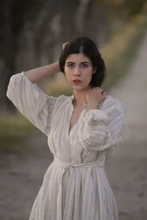 Celine Linen Dress in Stripes (Pre-Order, Ships April 15)