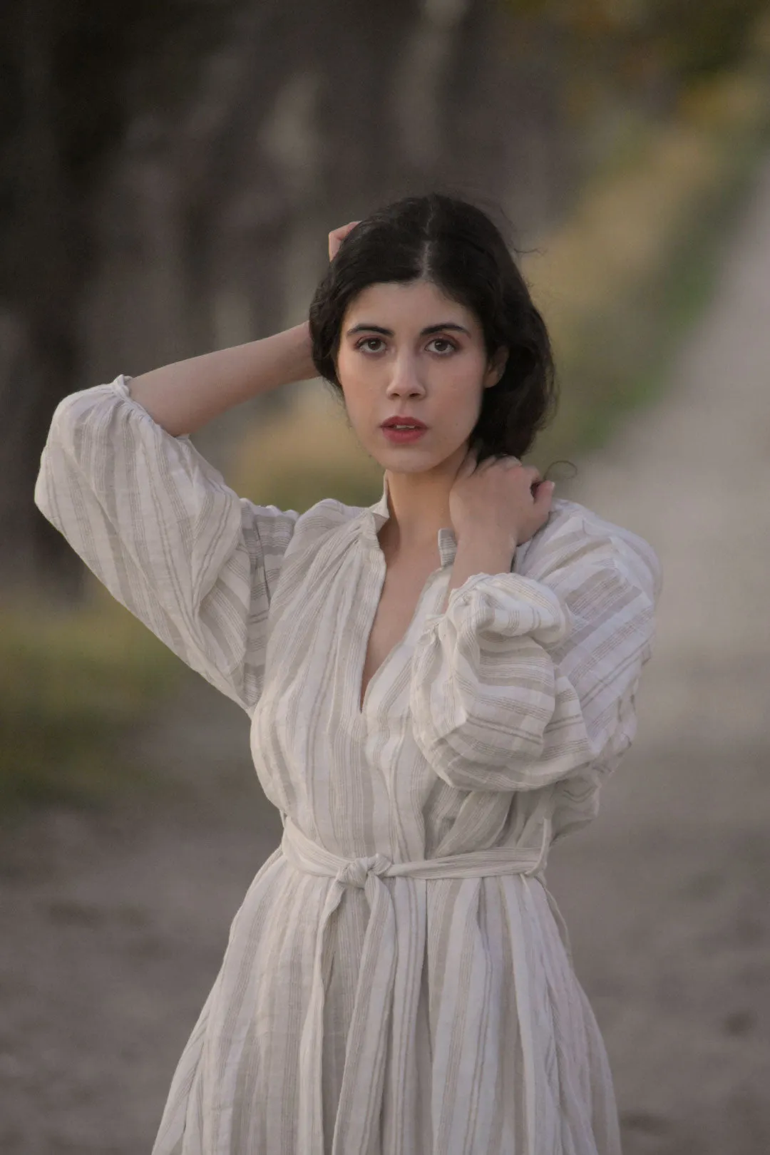 Celine Linen Dress in Stripes (Pre-Order, Ships April 15)
