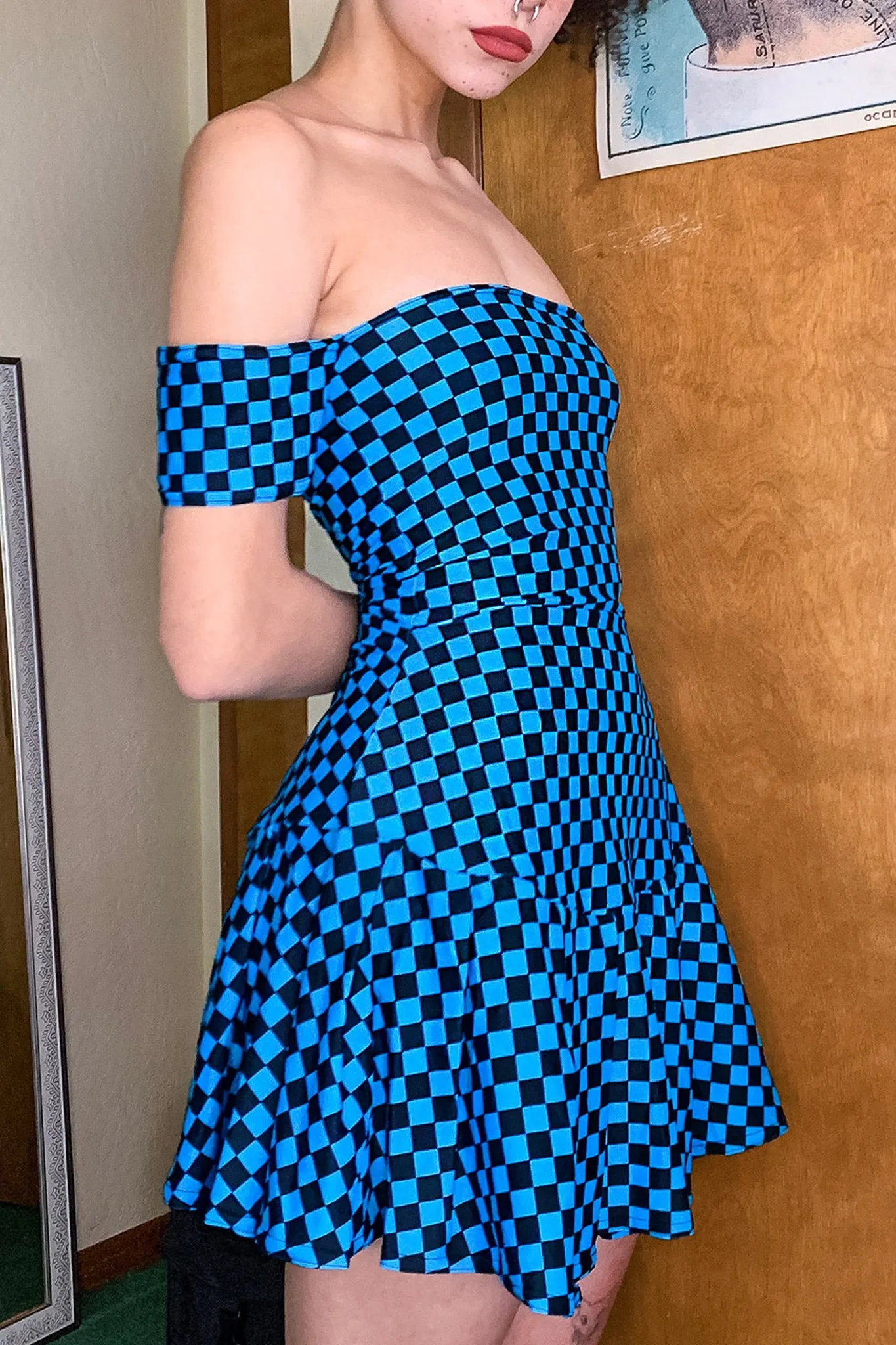 Check You Out Off Shoulder Skater Dress