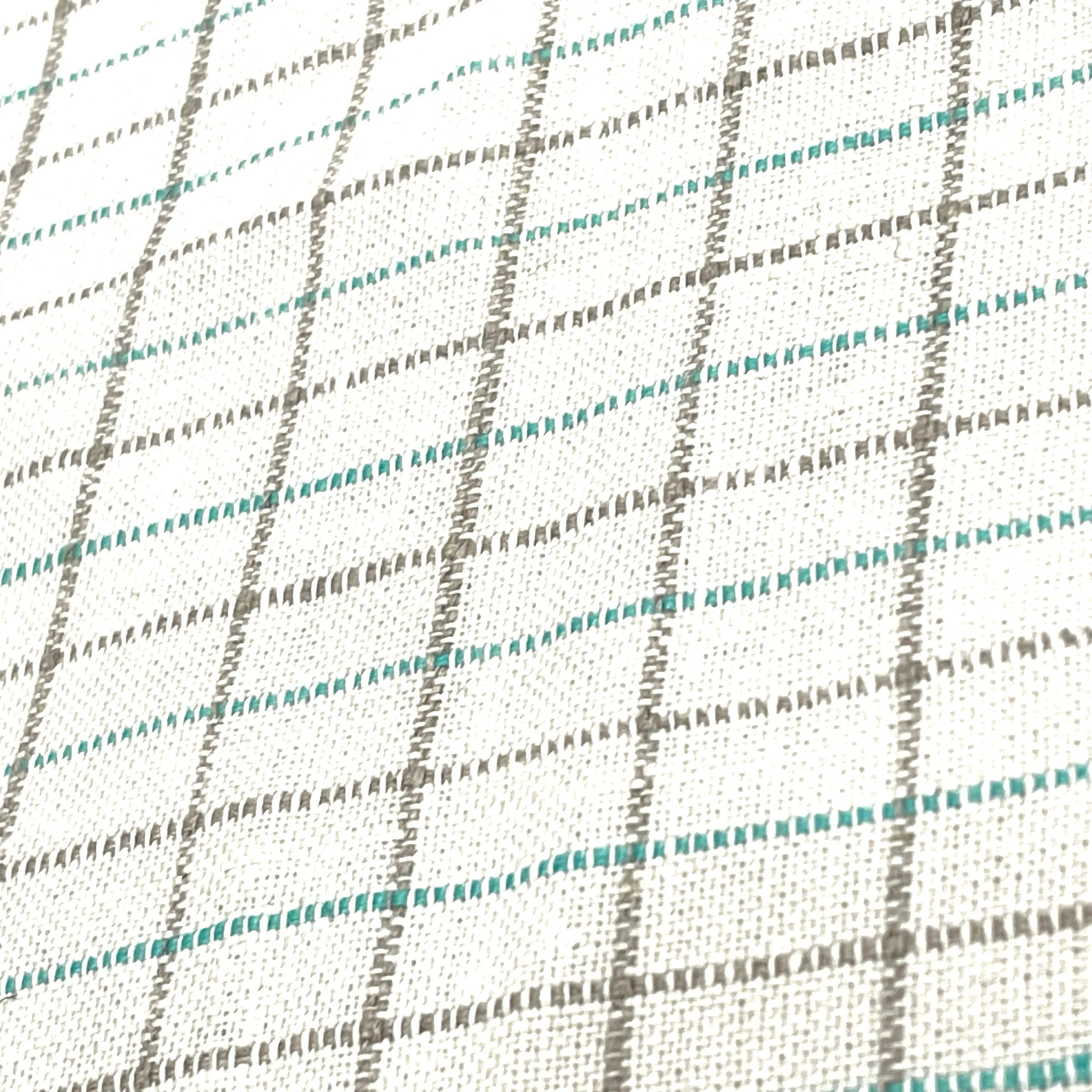 Checker Beige & Green 100% Natural Linen Fabric By The Yard/CL1081