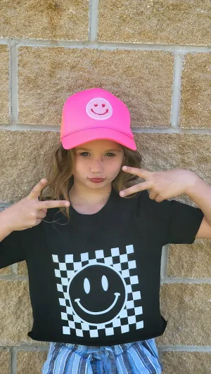 Checkered Happy Smiley Face - Kid’s   Toddler Onesies and Tees