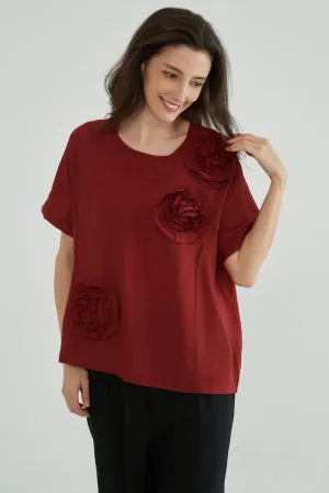 Cherrywood Women Flower Applique Top