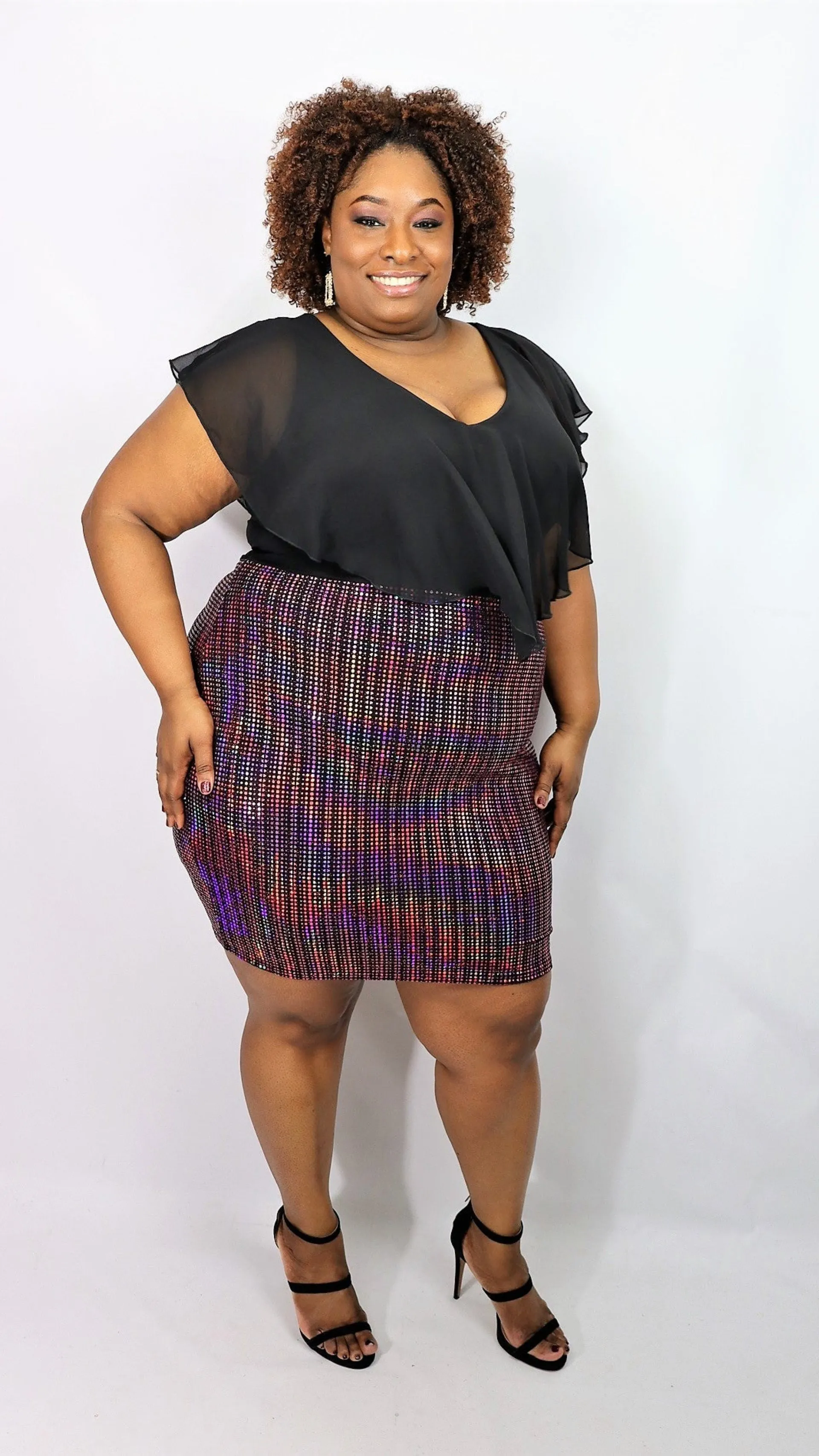 Chiffon Nights Sequins Dress | Pink