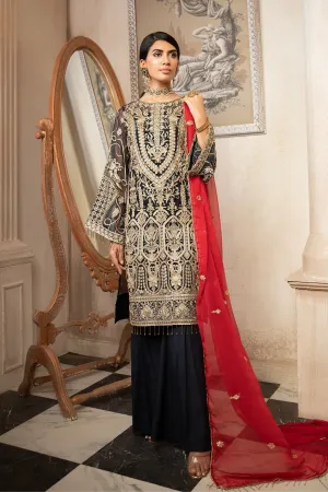Classic Black And Red Combination Dress In Chiffon # CA120