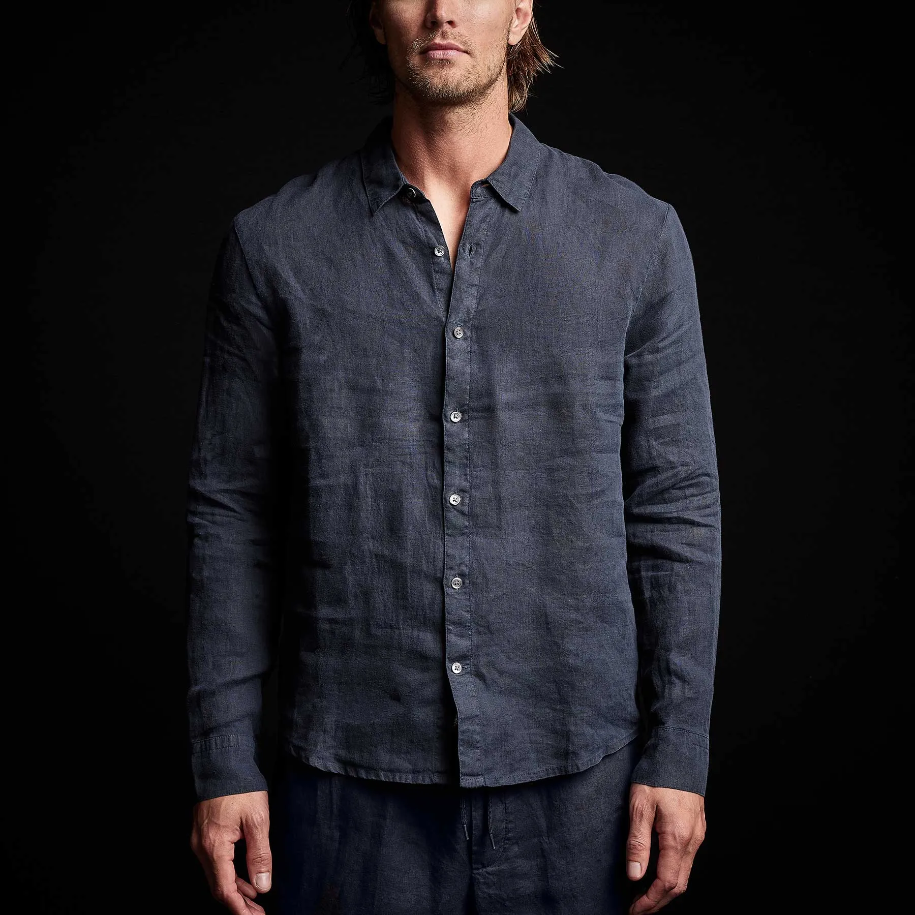 Classic Linen Shirt - Blue Oil