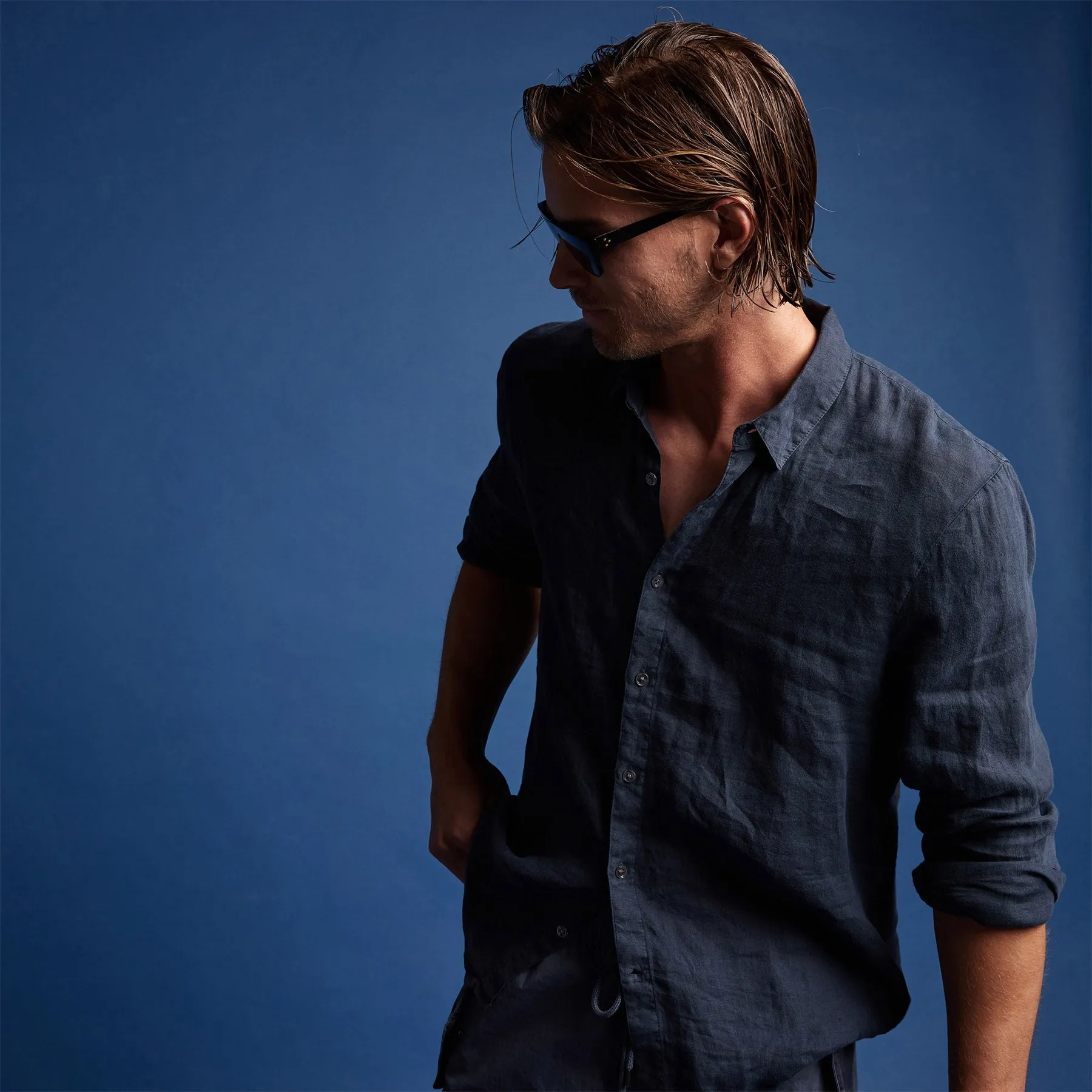 Classic Linen Shirt - Blue Oil