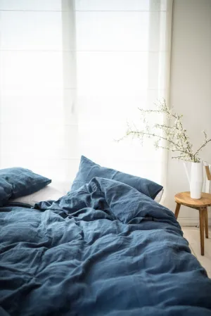 Coconut Buttons Duvet Cover and Pillowcases Set - Dark Blue