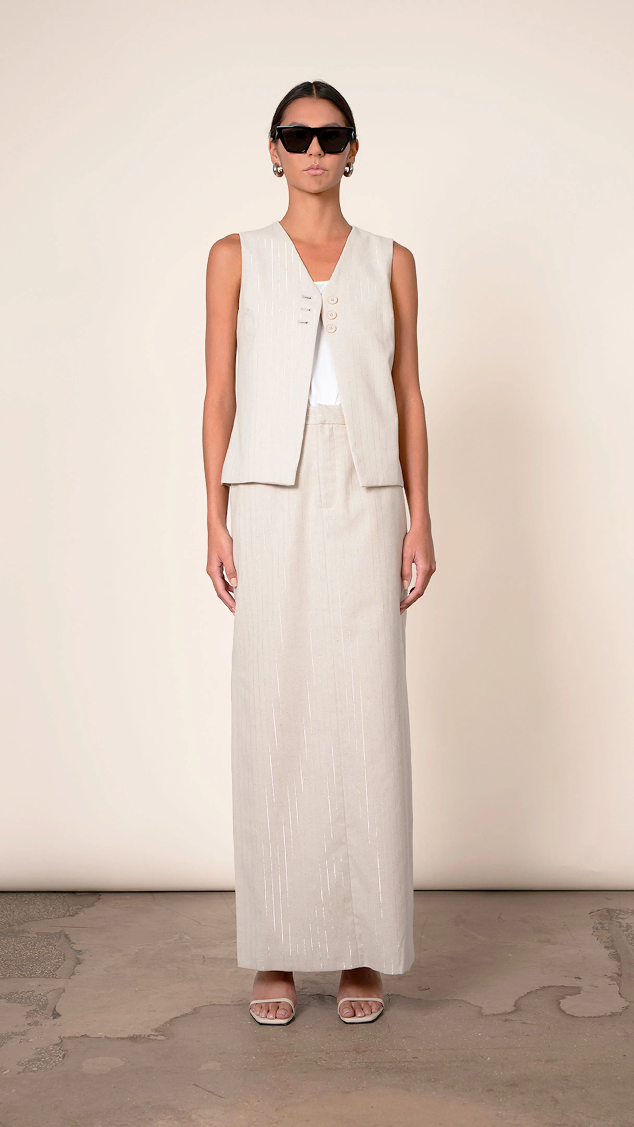 Codie Vest - Striped nude