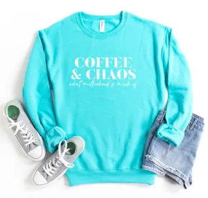 Coffee & Chaos What Motherhood is Made Of - Scuba Blue Unisex Fleece Pullover
