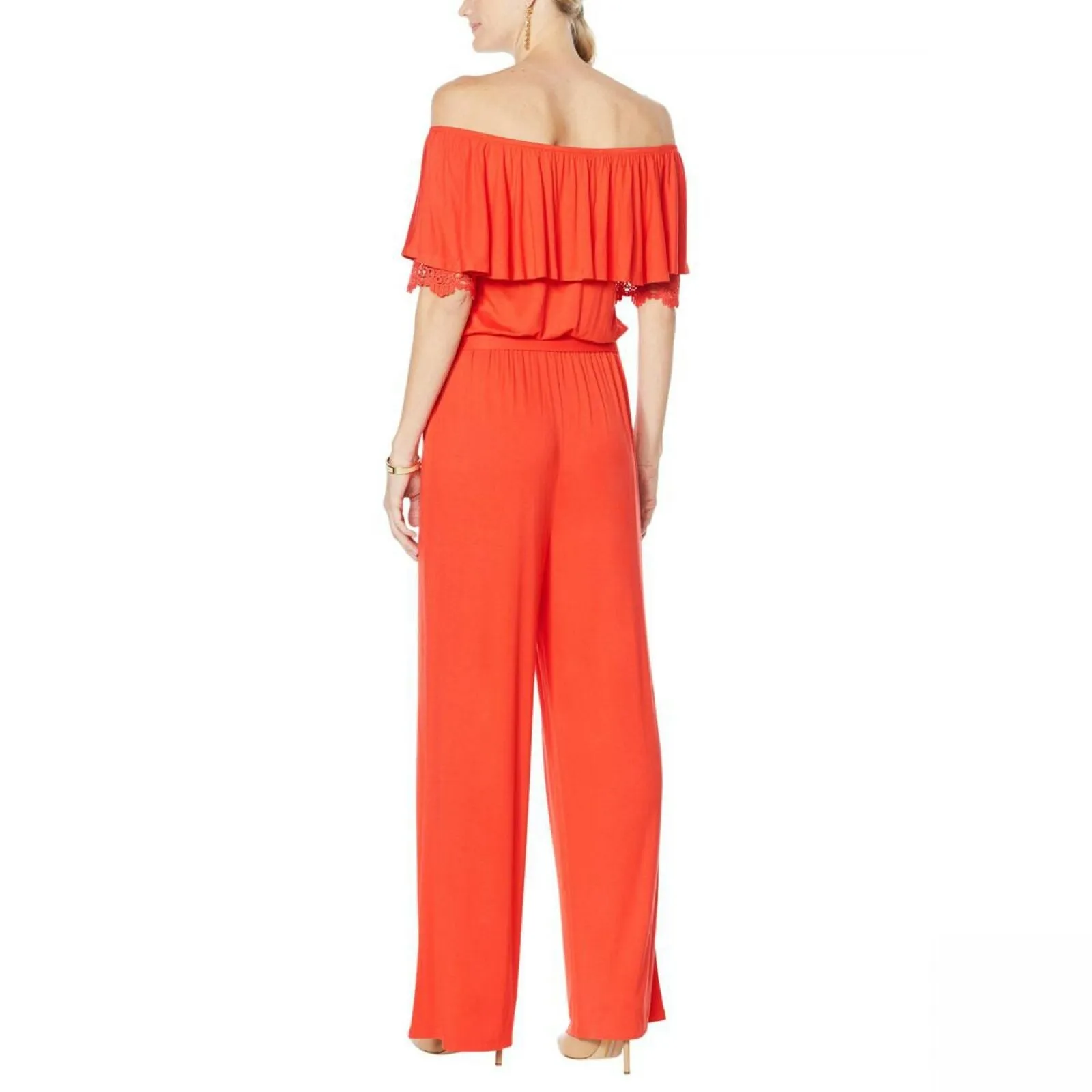 Colleen Lopez Women's Off-the-Shoulder Jumpsuit With Lace Detail