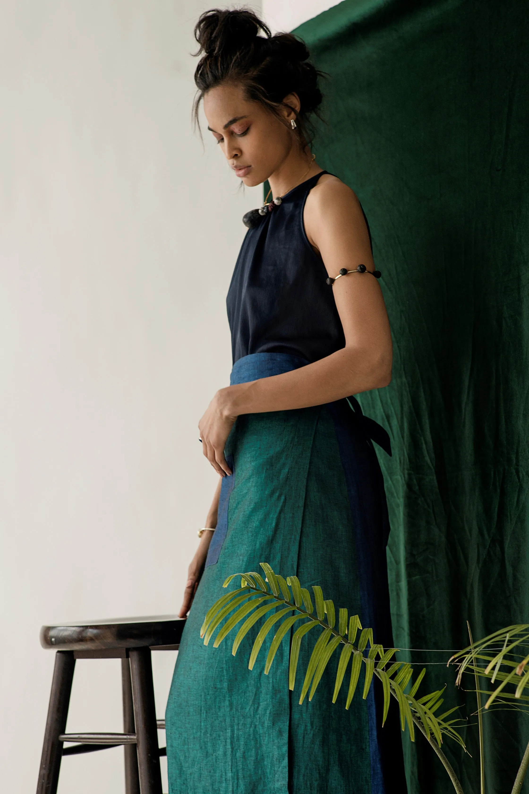Color block wrap skirt