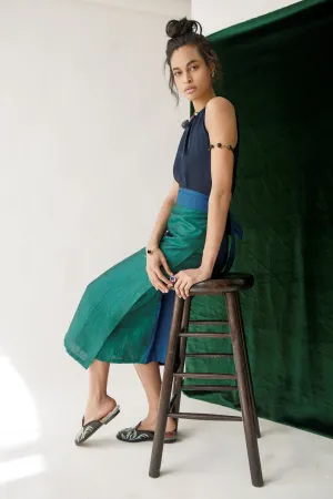 Color block wrap skirt