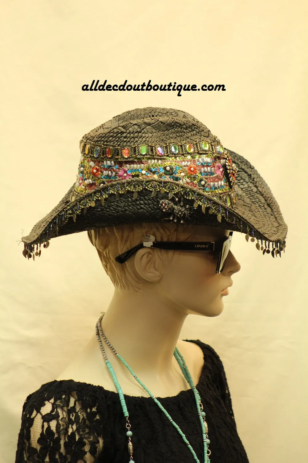 Cowgirl Hat | Jeweled W/Pendant