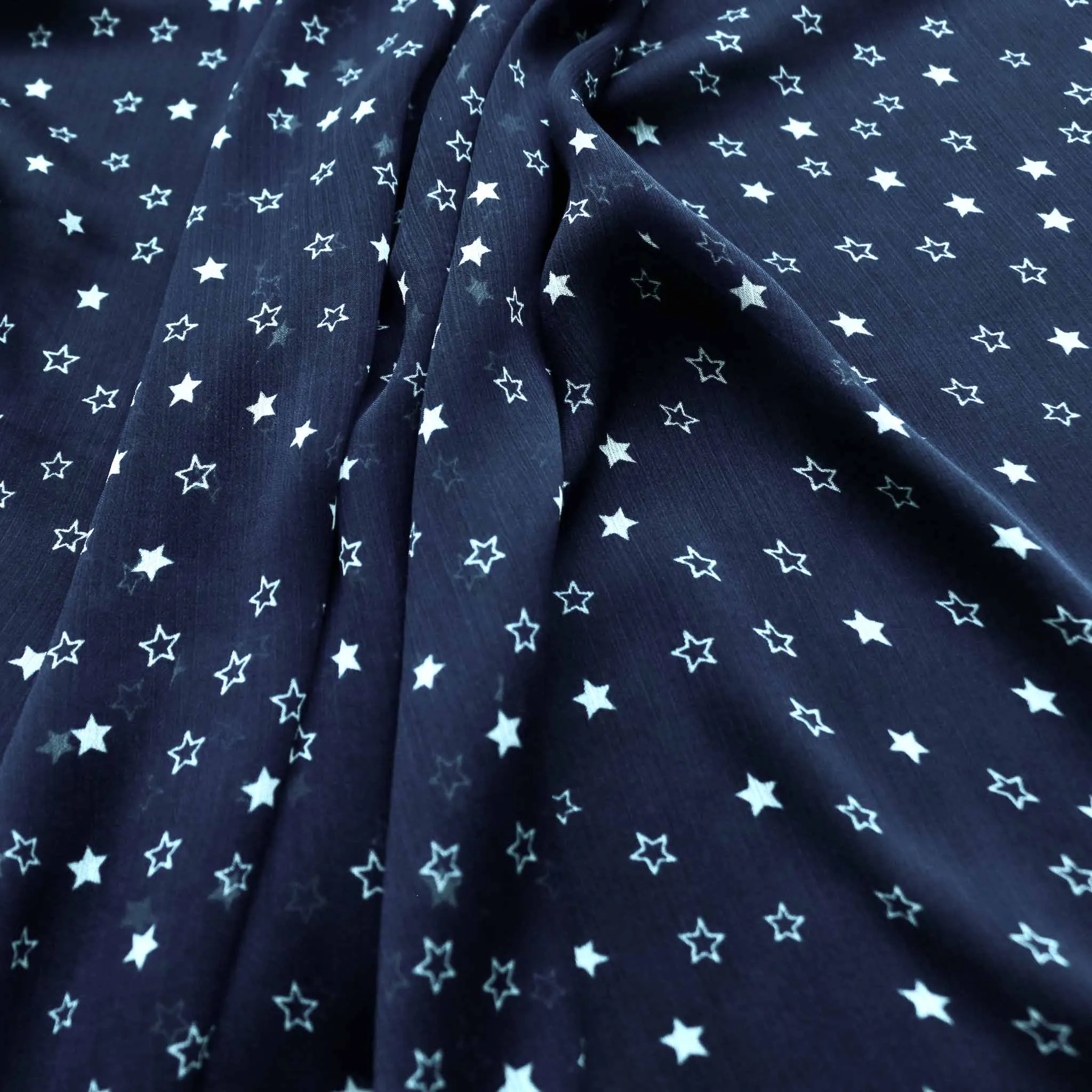 Crinkle Chiffon Fabric - Navy blue