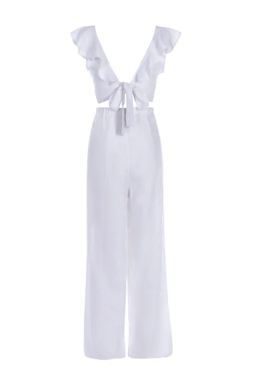 Crème - 100% Linen Mykonos Top