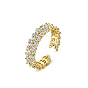 Crystal & 18K Gold-Plated Ear Of Wheat Open Ring