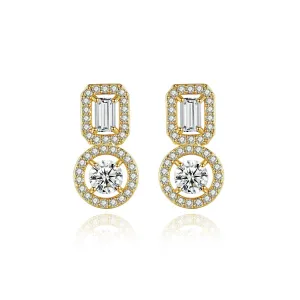 Crystal & Cubic Zirconia 18K Gold-Plated Geometric Round Drop Earrings