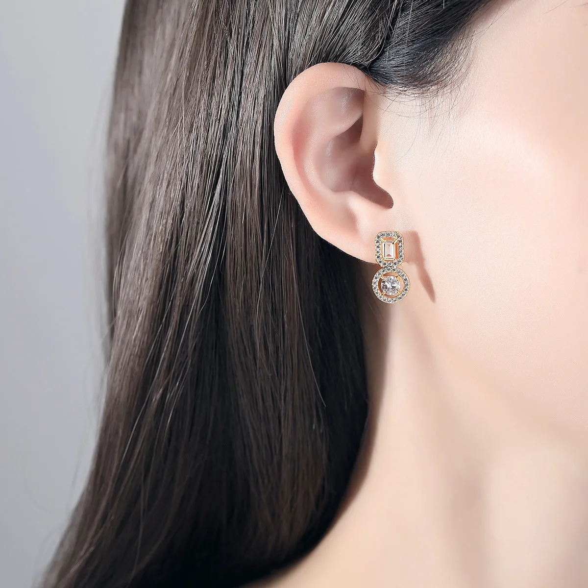 Crystal & Cubic Zirconia 18K Gold-Plated Geometric Round Drop Earrings