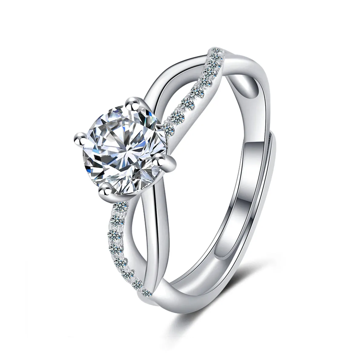 Crystal & Cubic Zirconia Crisscross Ring