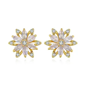 Crystal & Cubic Zirconia Lotus Flower Stud Earrings