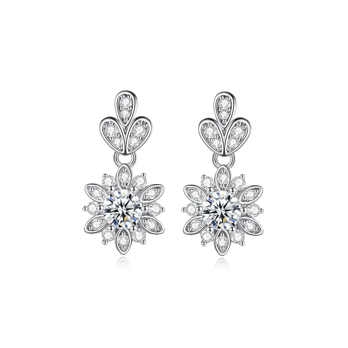 Crystal & Cubic Zirconia Silver-Plated Flower Dangle Earring