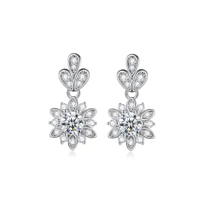 Crystal & Cubic Zirconia Silver-Plated Flower Dangle Earring