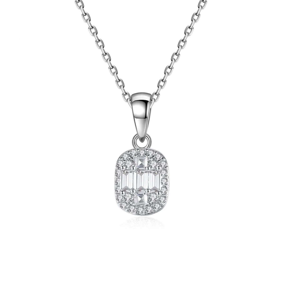 Crystal & Cubic Zirconia Silver-Plated Oval Pendant Necklace