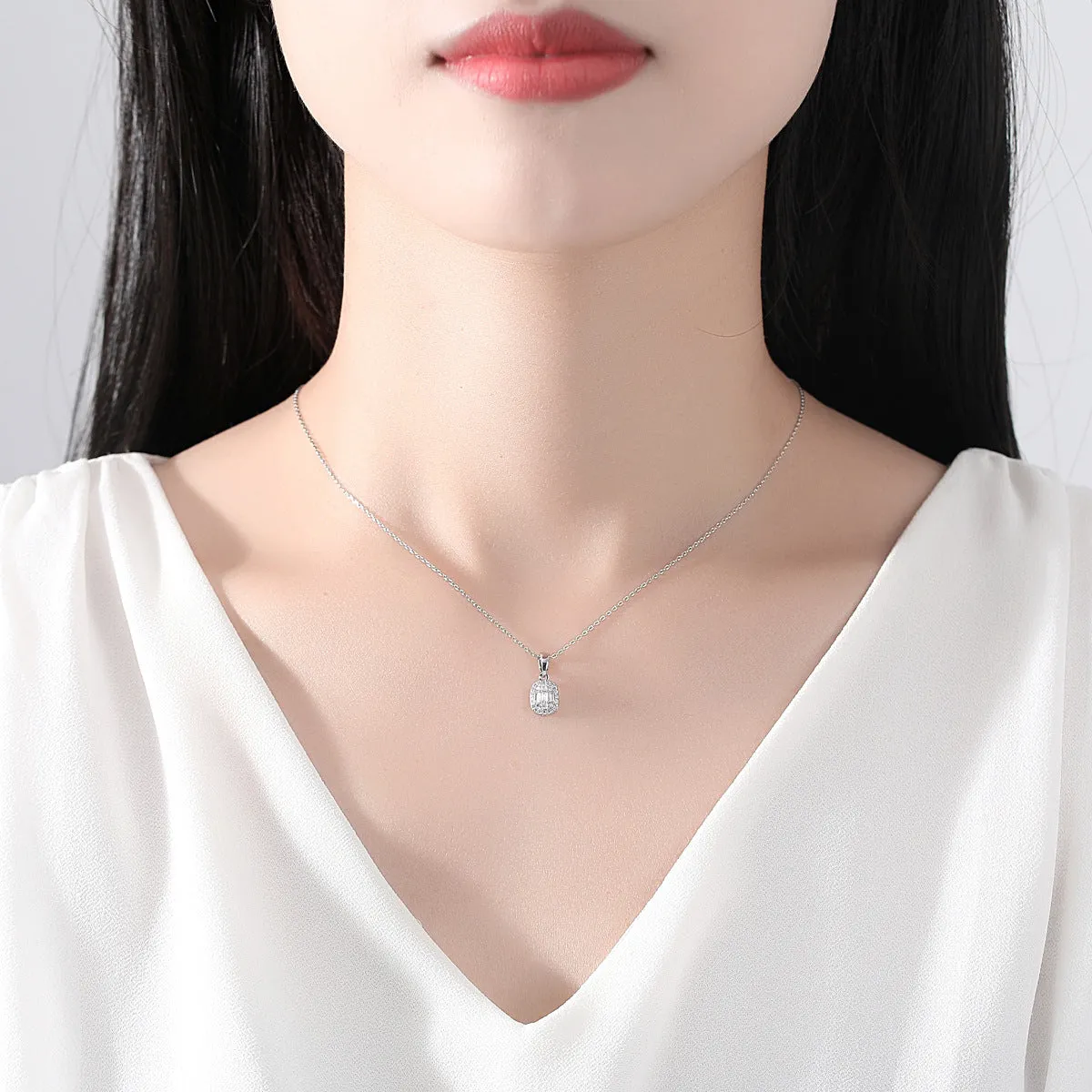 Crystal & Cubic Zirconia Silver-Plated Oval Pendant Necklace